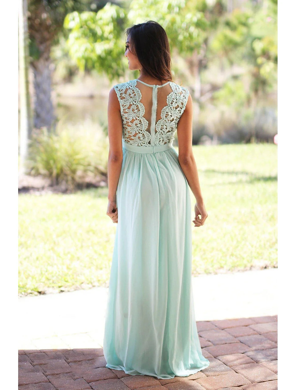 A-Line Chiffon Sleeveless Pleated Floor-Length Wedding Dress - Chloe Dress