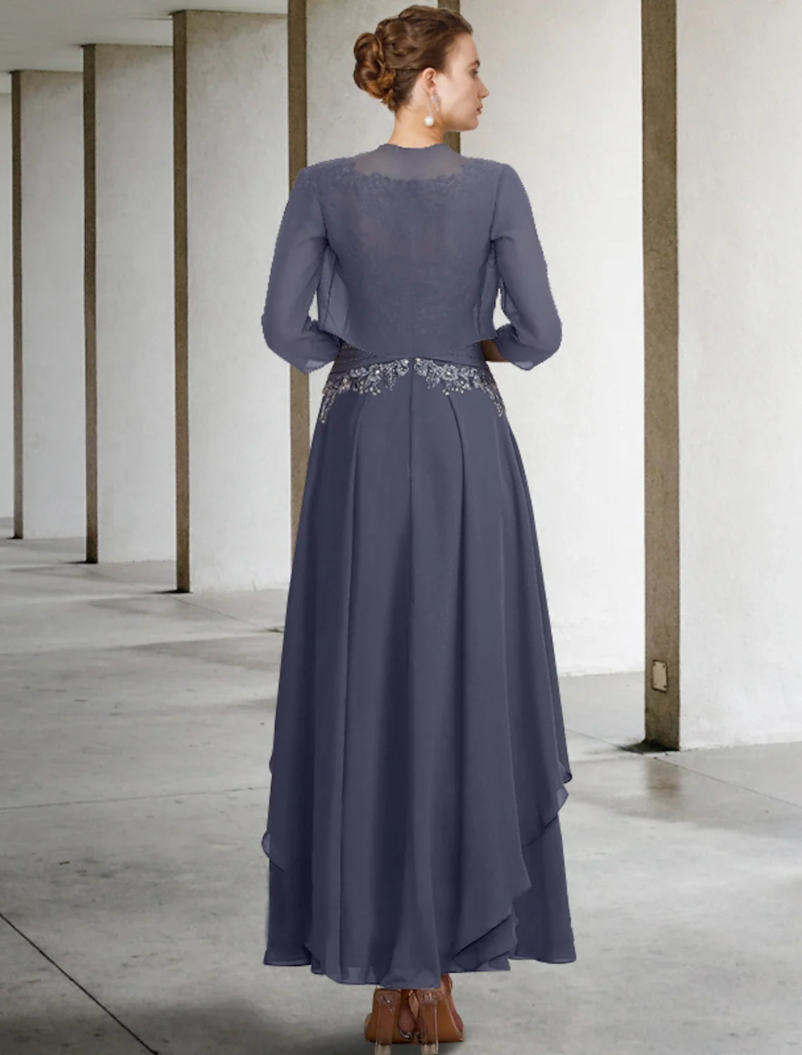 A-Line Chiffon Short Sleeve Wrap Mini Wedding Dress - Chloe Dress