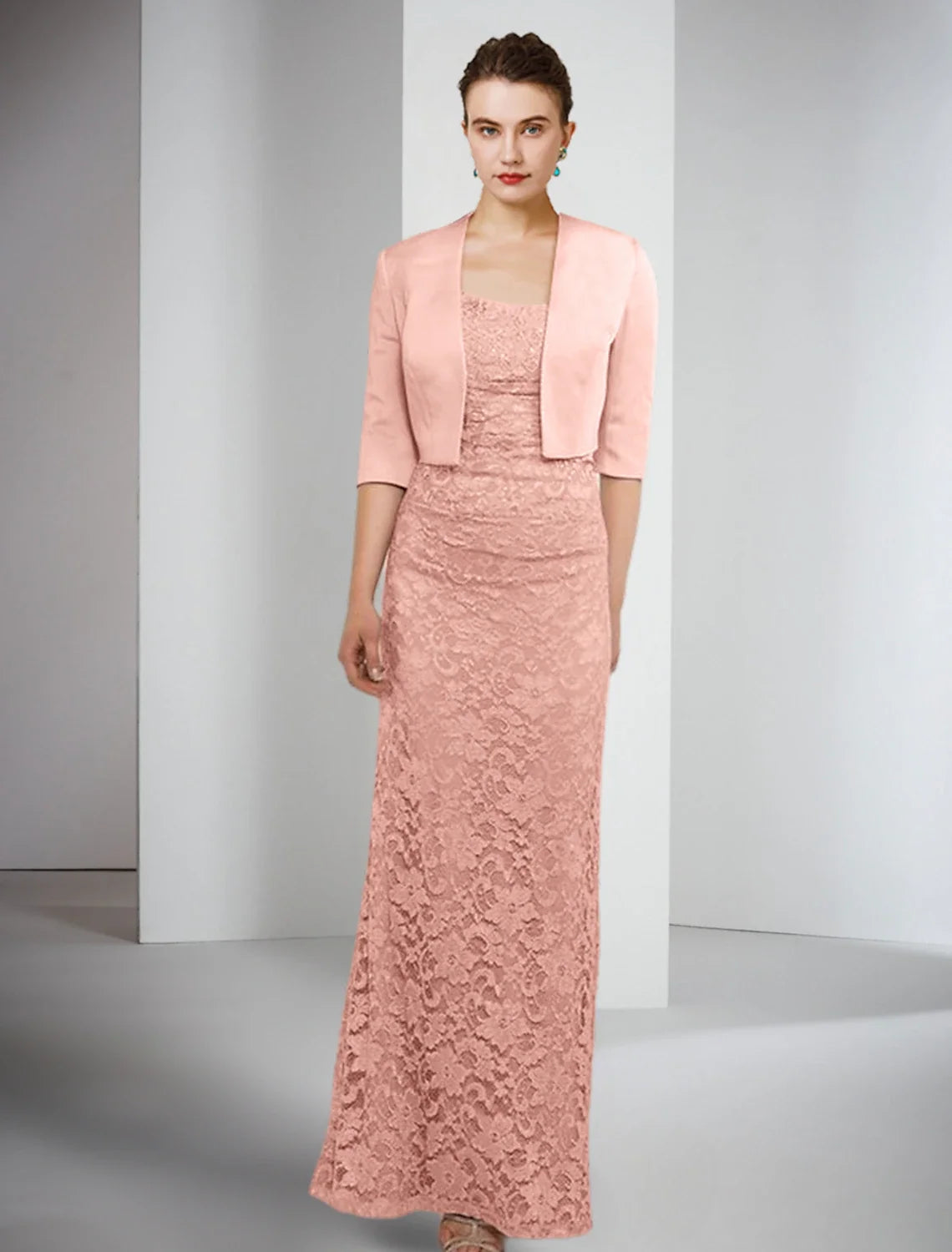 Sheath Square Neck Satin Floor-Length Wedding Dress - Chloe Dress