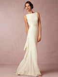 Sheath Sleeveless Open Back Train Wedding Gown - Chloe Dress