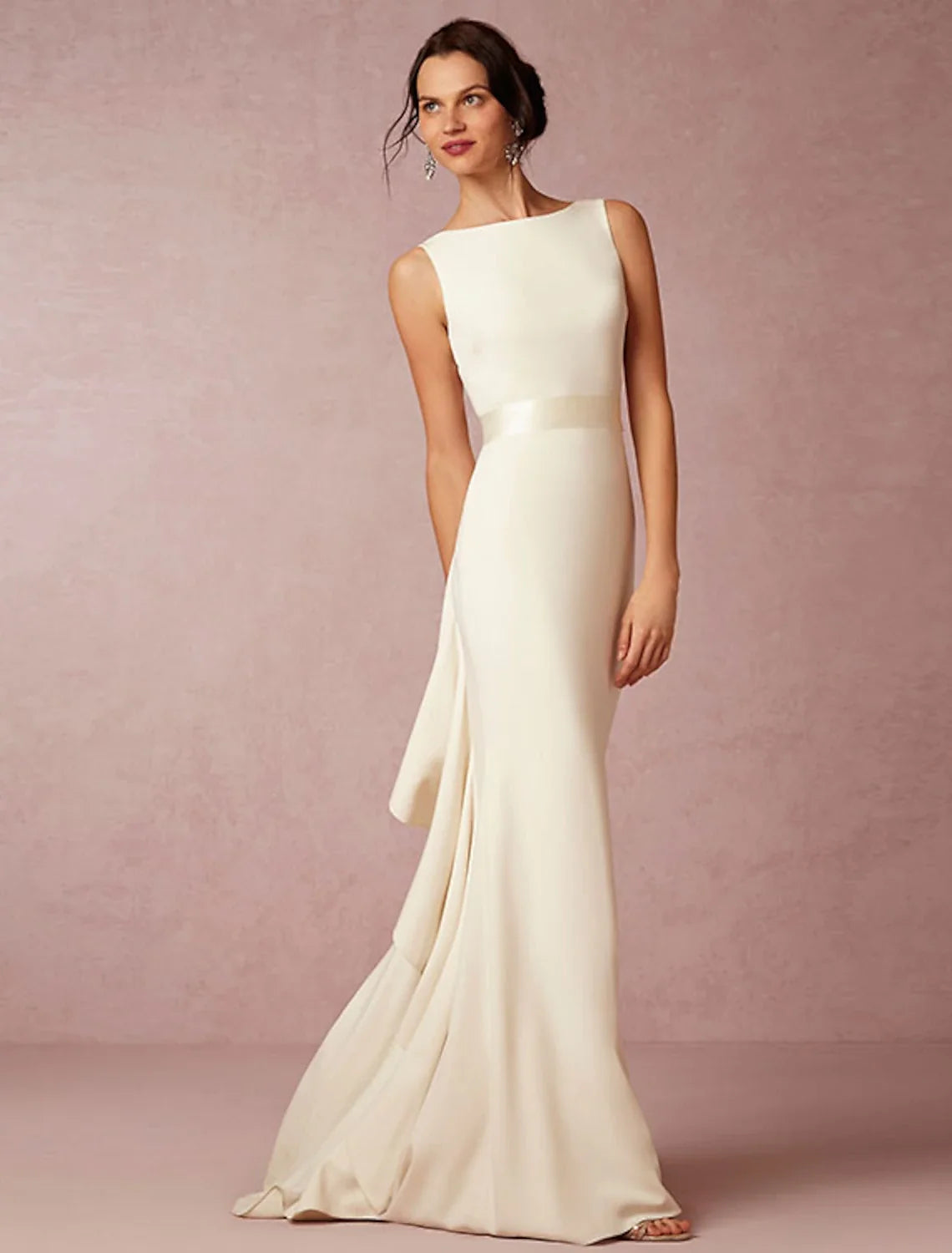 Sheath Sleeveless Open Back Train Wedding Gown - Chloe Dress