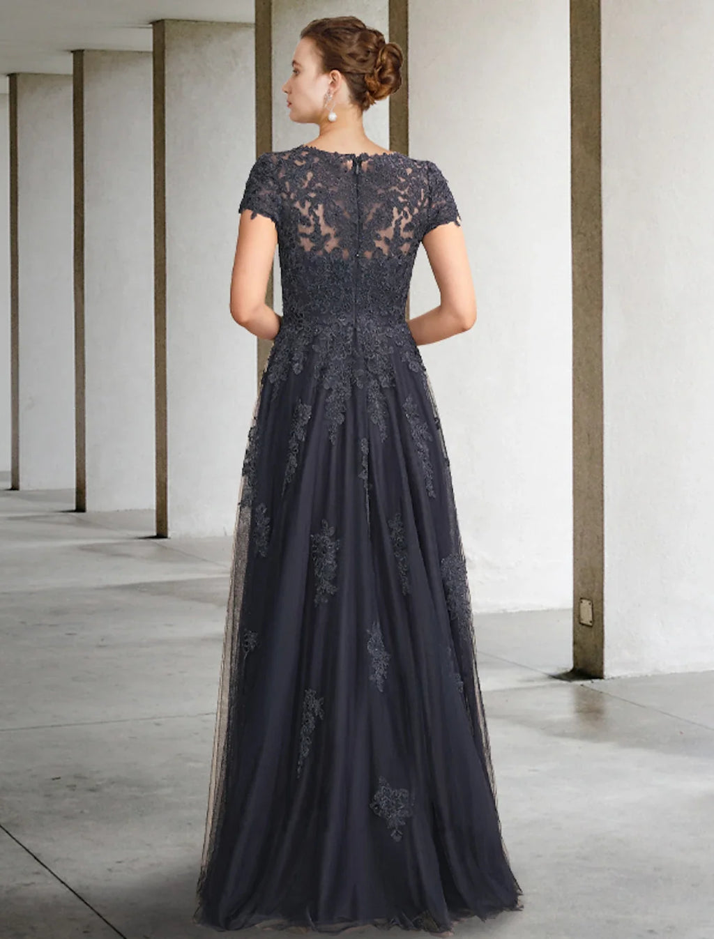 Ball Gown Tulle Short Sleeve Applique Floor-Length Gown - Chloe Dress