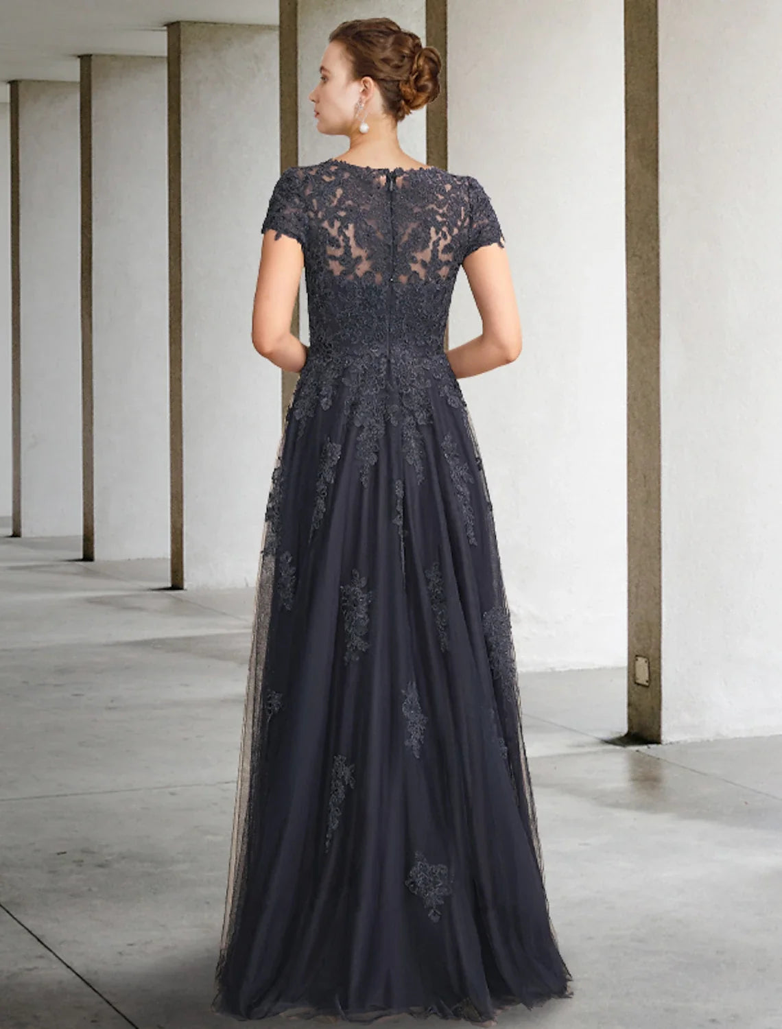 Ball Gown Tulle Short Sleeve Applique Floor-Length Gown - Chloe Dress