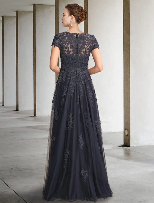 Ball Gown Tulle Short Sleeve Applique Floor-Length Gown - Chloe Dress