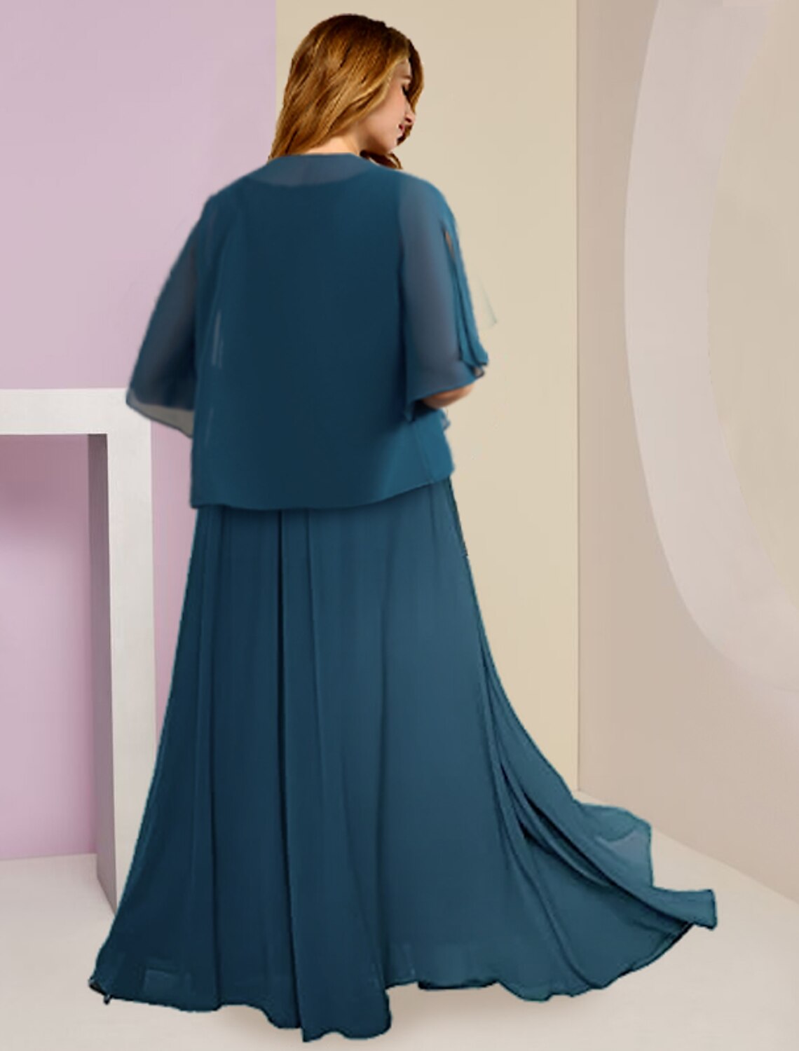 A-Line V-Neck Chiffon Sleeveless Applique Floor-Length Wedding Dress - Chloe Dress