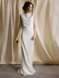 Sheath Satin Sleeveless Open Back Train Wedding Gown - Chloe Dress