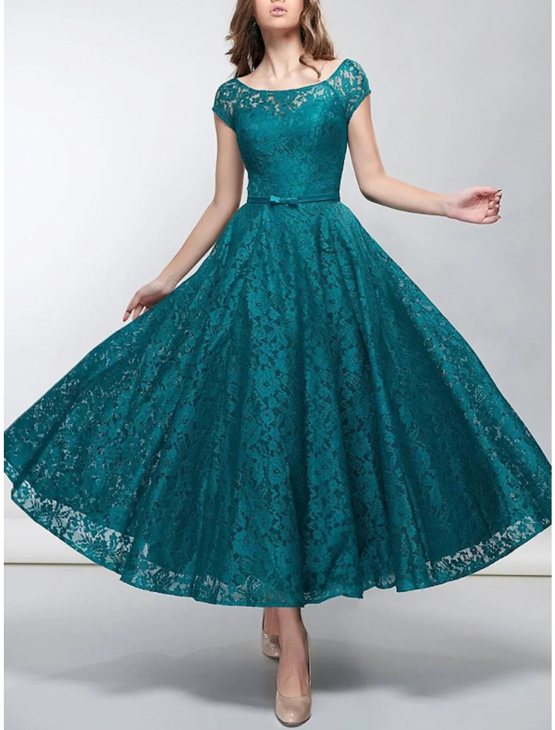A-Line Satin Short Sleeve Pleated Mini Wedding Dress - Chloe Dress