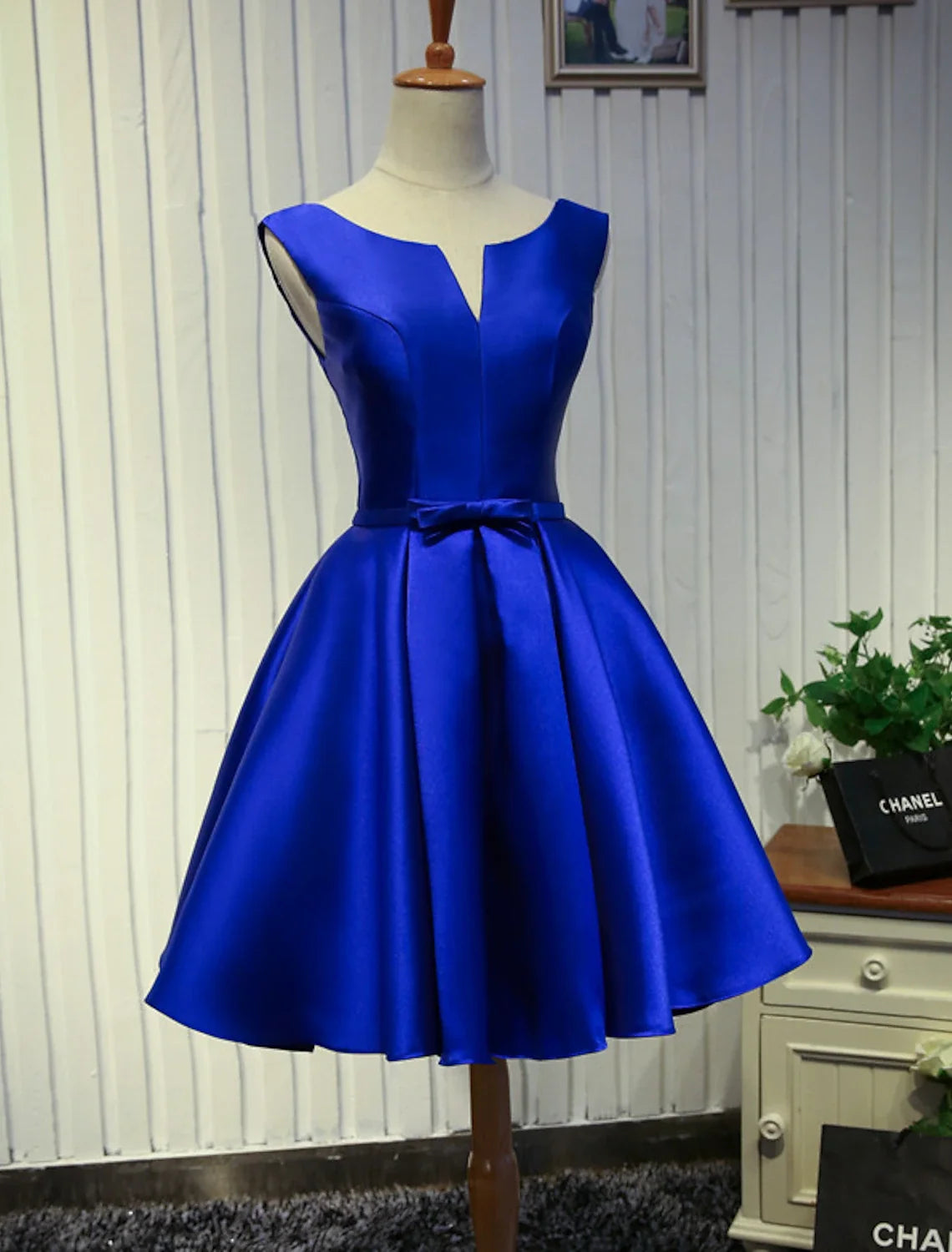 A-Line Satin Sleeveless Backless Mini Prom Dress - Chloe Dress