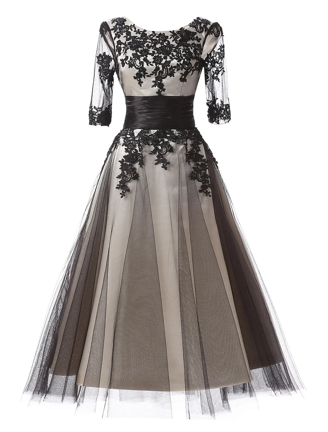 Ball Gown Lace Applique Ankle-Length Evening Gown - Chloe Dress