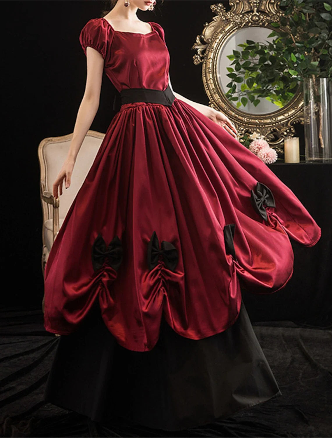 Ball Gown Off-Shoulder Polyester Short Sleeve Pleated Floor-Length Party Gown - Chloe Dress