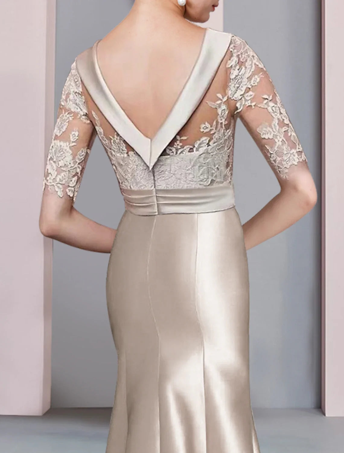 Mermaid High Neck Satin Asymmetric Wedding Dress - Chloe Dress