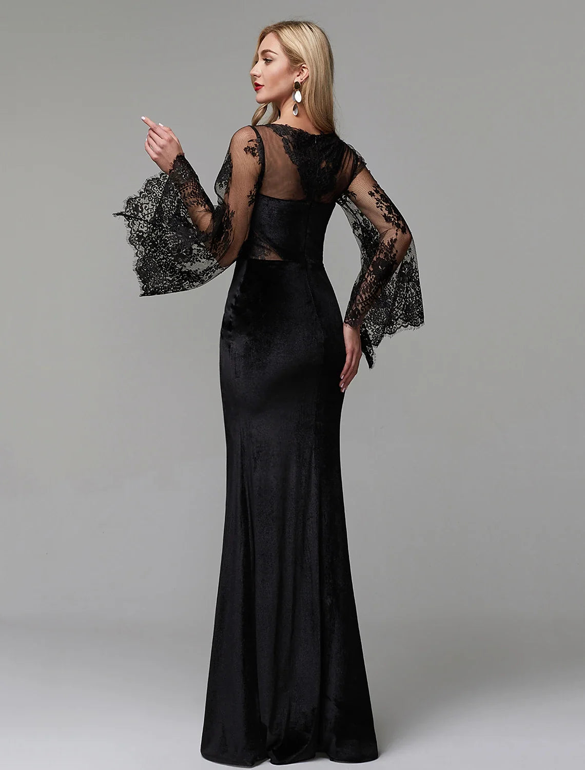 Sheath Illusion Lace Long Sleeve Floor-Length Wedding Dress - Chloe Dress