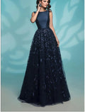 A-Line Lace Sleeveless Applique Floor-Length Evening Gown - Chloe Dress