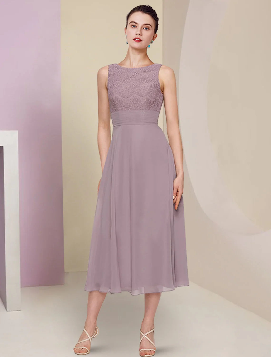 Chiffon Tea-Length Wedding Dress - Chloe Dress