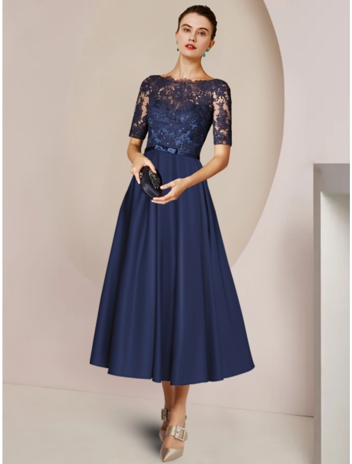 Sheath Satin Short Sleeve Pleated Mini Wedding Dress - Chloe Dress