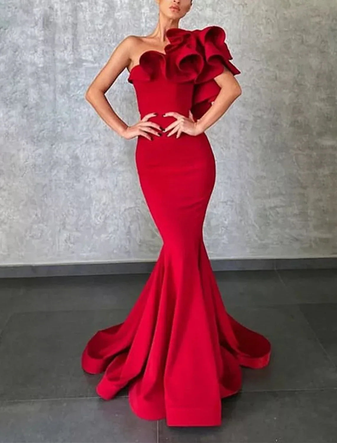 Mermaid One-Shoulder Sleeveless Ruffled Prom Dress - Chloe Dress