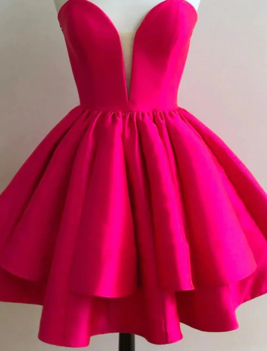 Pink A-Line Sweetheart Satin Sleeveless Backless Ruffled Mini Cocktail Dress - Chloe Dress