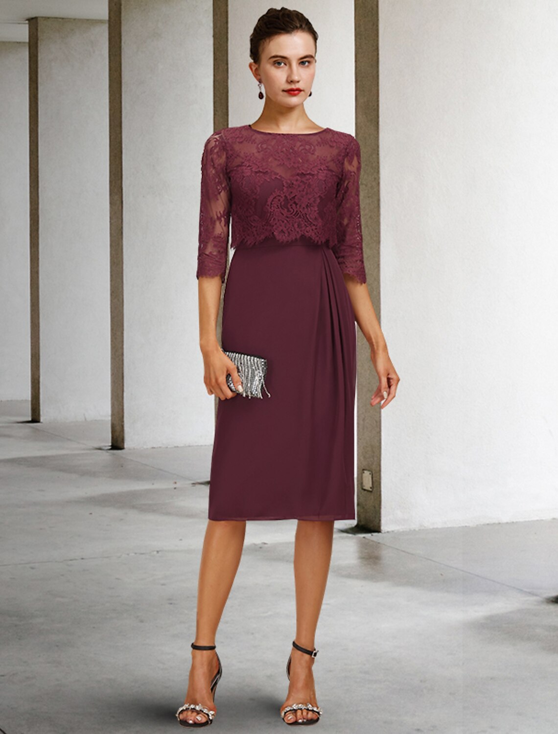 A-Line Chiffon Pleated Knee-Length Dress - Chloe Dress