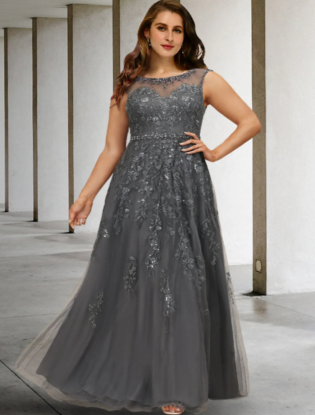 A-Line Lace Sleeveless Applique Floor-Length Formal Dress - Chloe Dress