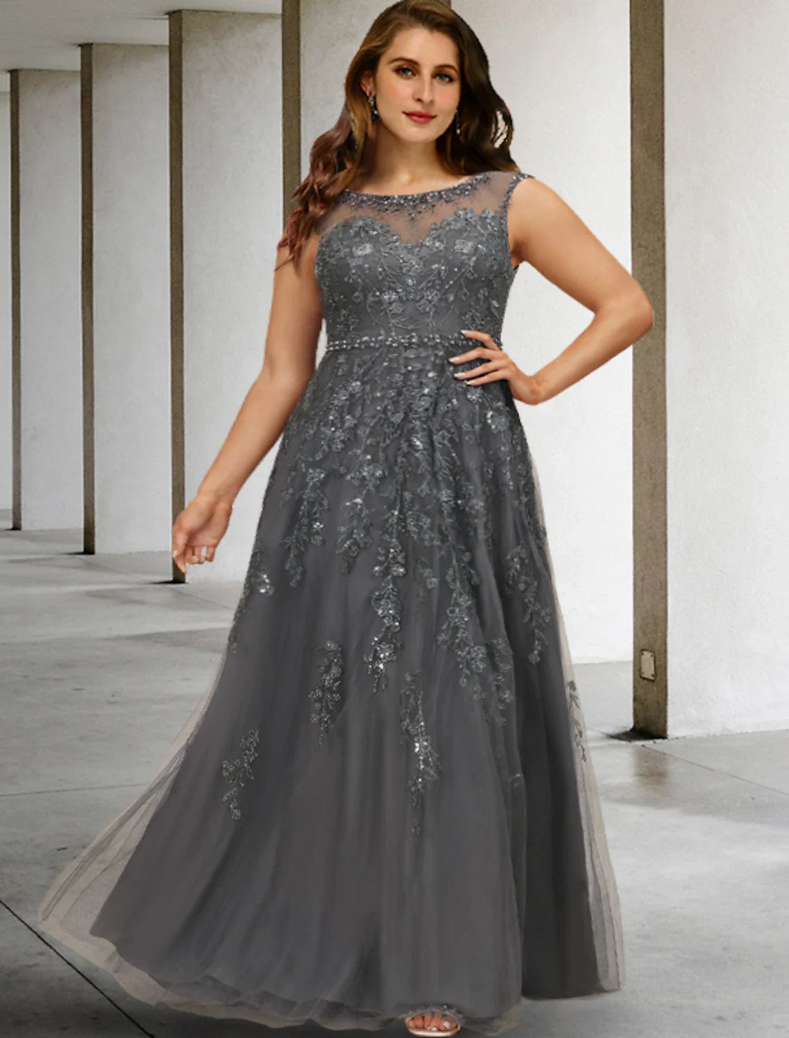 A-Line Lace Sleeveless Applique Floor-Length Formal Dress - Chloe Dress