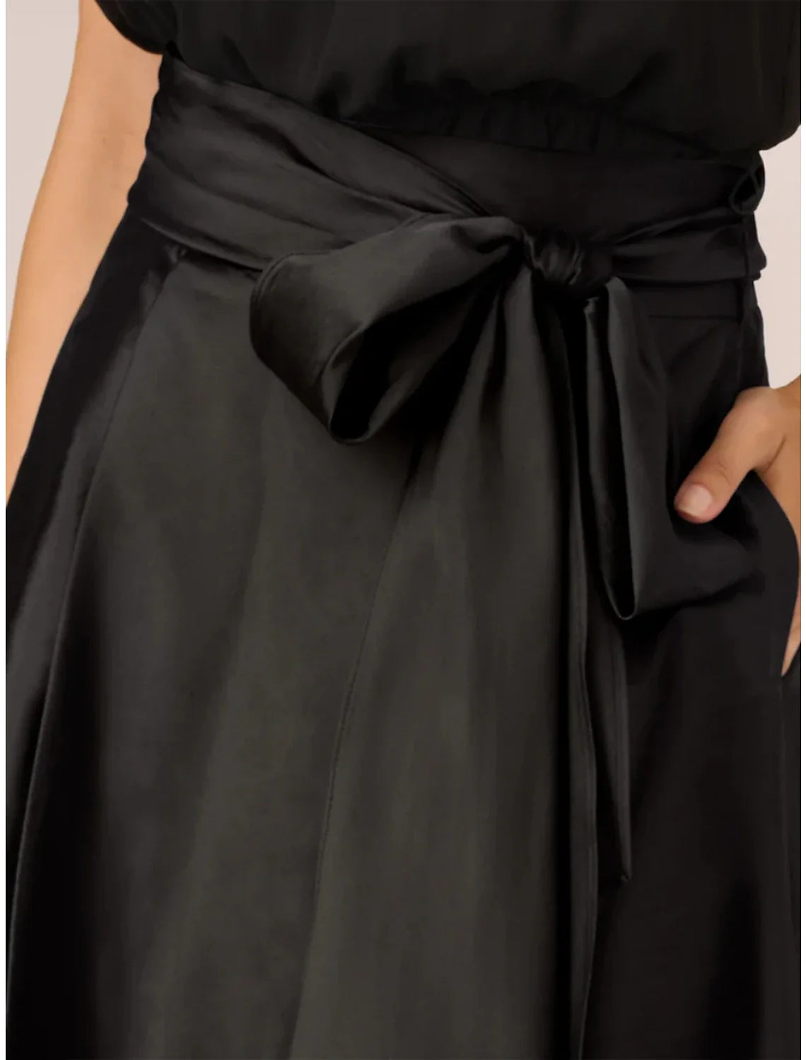 Black A-Line Satin Sleeveless Pleated Wedding Dress - Chloe Dress