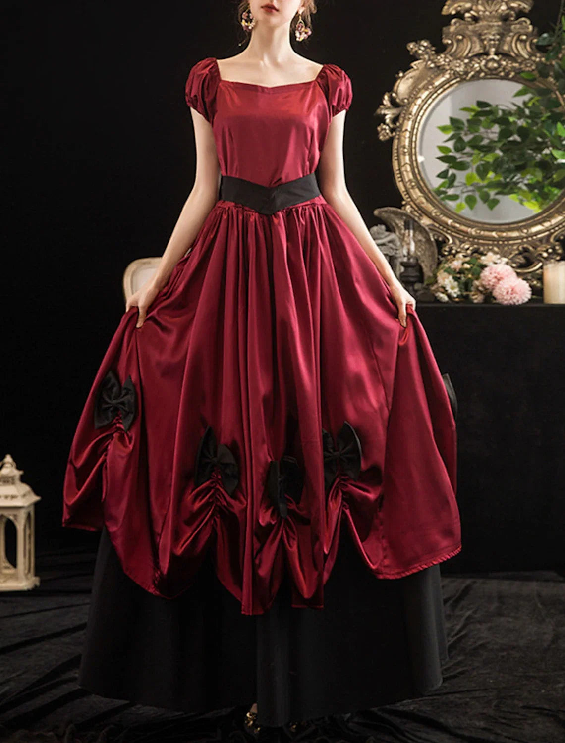 Ball Gown Off-Shoulder Polyester Short Sleeve Pleated Floor-Length Party Gown - Chloe Dress
