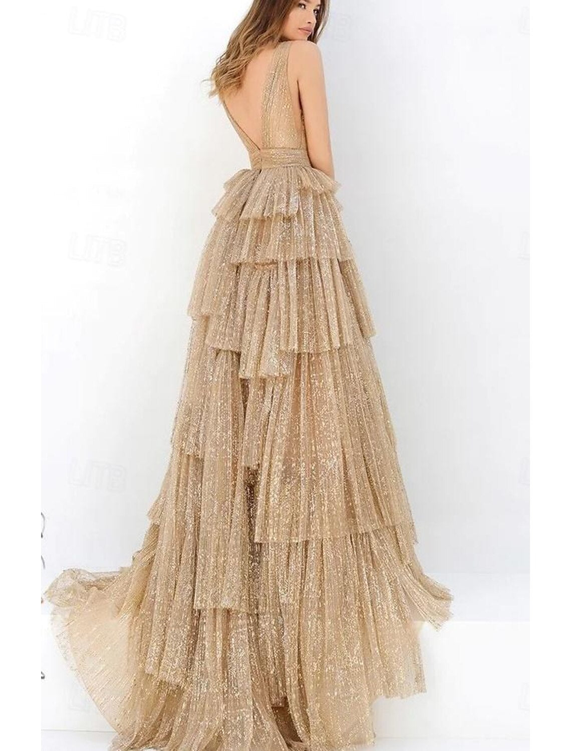 A-Line V-Neck Tulle Sleeveless Floor-Length Prom Gown - Chloe Dress