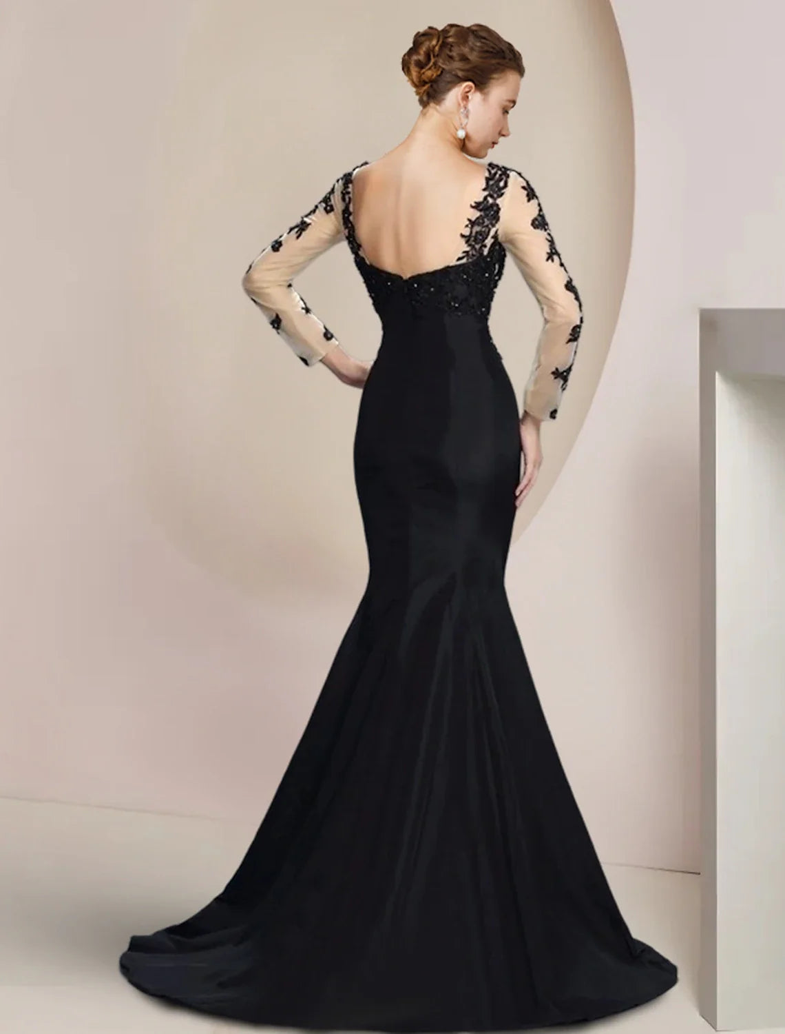 Mermaid Satin Long Sleeve Applique Floor-Length Wedding Dress - Chloe Dress