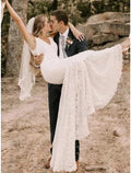Mermaid V-Neck Lace Sleeveless Train Wedding Gown - Chloe Dress