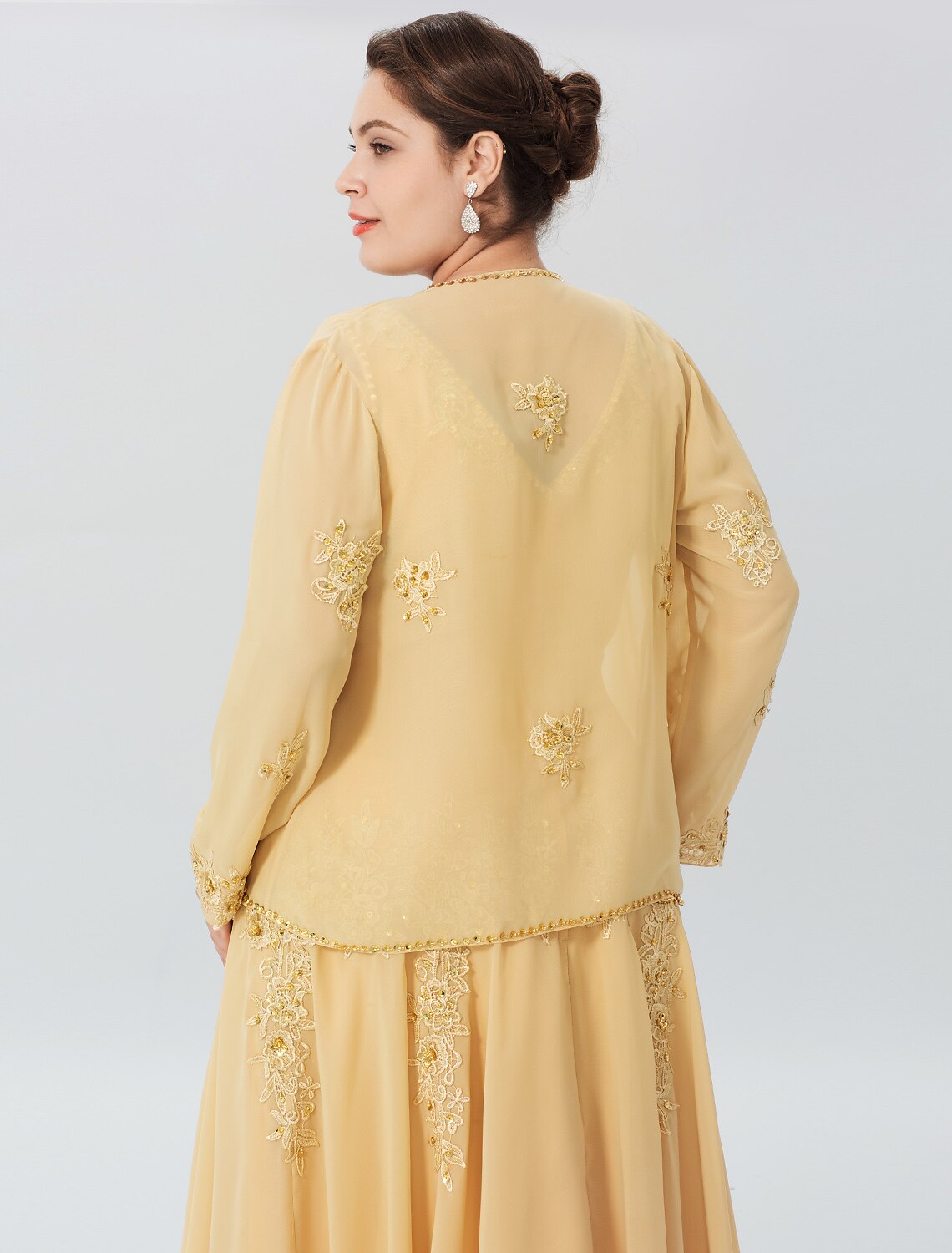 A-Line V-Neck Chiffon Long Sleeve Wrap Formal Dress - Chloe Dress