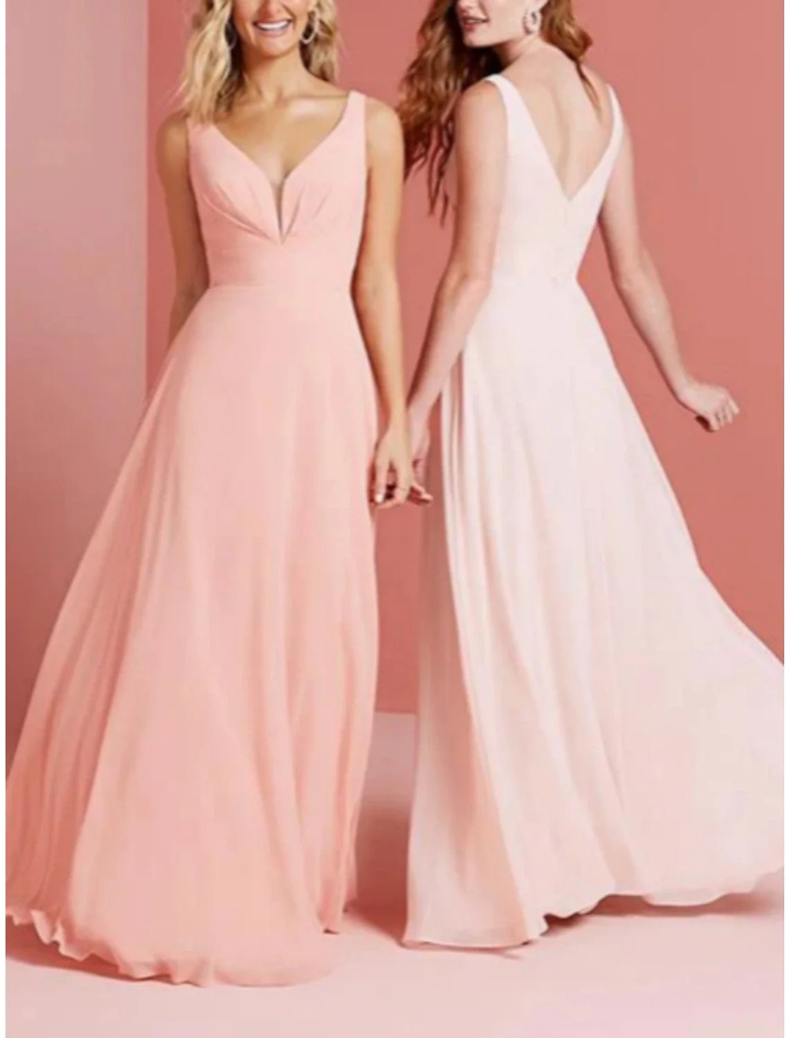 A-Line V-Neck Chiffon Sleeveless Floor-Length Wedding Dress - Chloe Dress