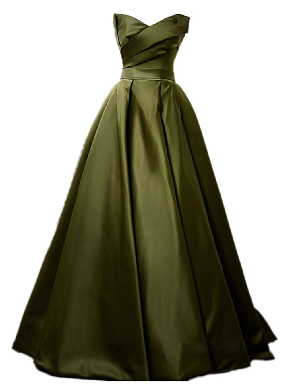 A-Line Strapless Satin Sleeveless Pleated Floor-Length Evening Gown - Chloe Dress