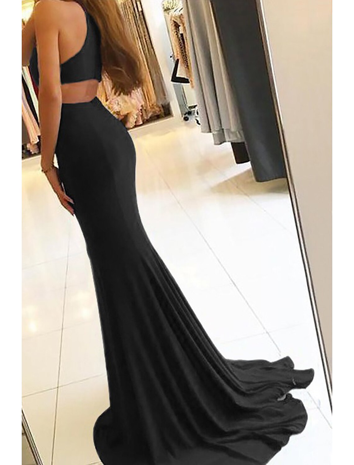 Mermaid High Neck Sleeveless High Slit Evening Gown - Chloe Dress