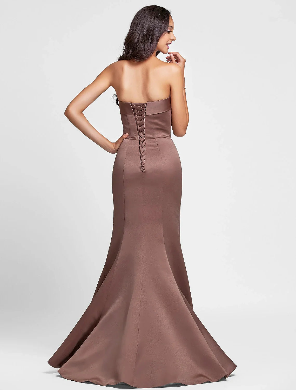 Mermaid Strapless Satin Sleeveless Floor-Length Wedding Dress - Chloe Dress