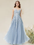 A-Line Lace Sleeveless Applique Floor-Length Evening Dress - Chloe Dress