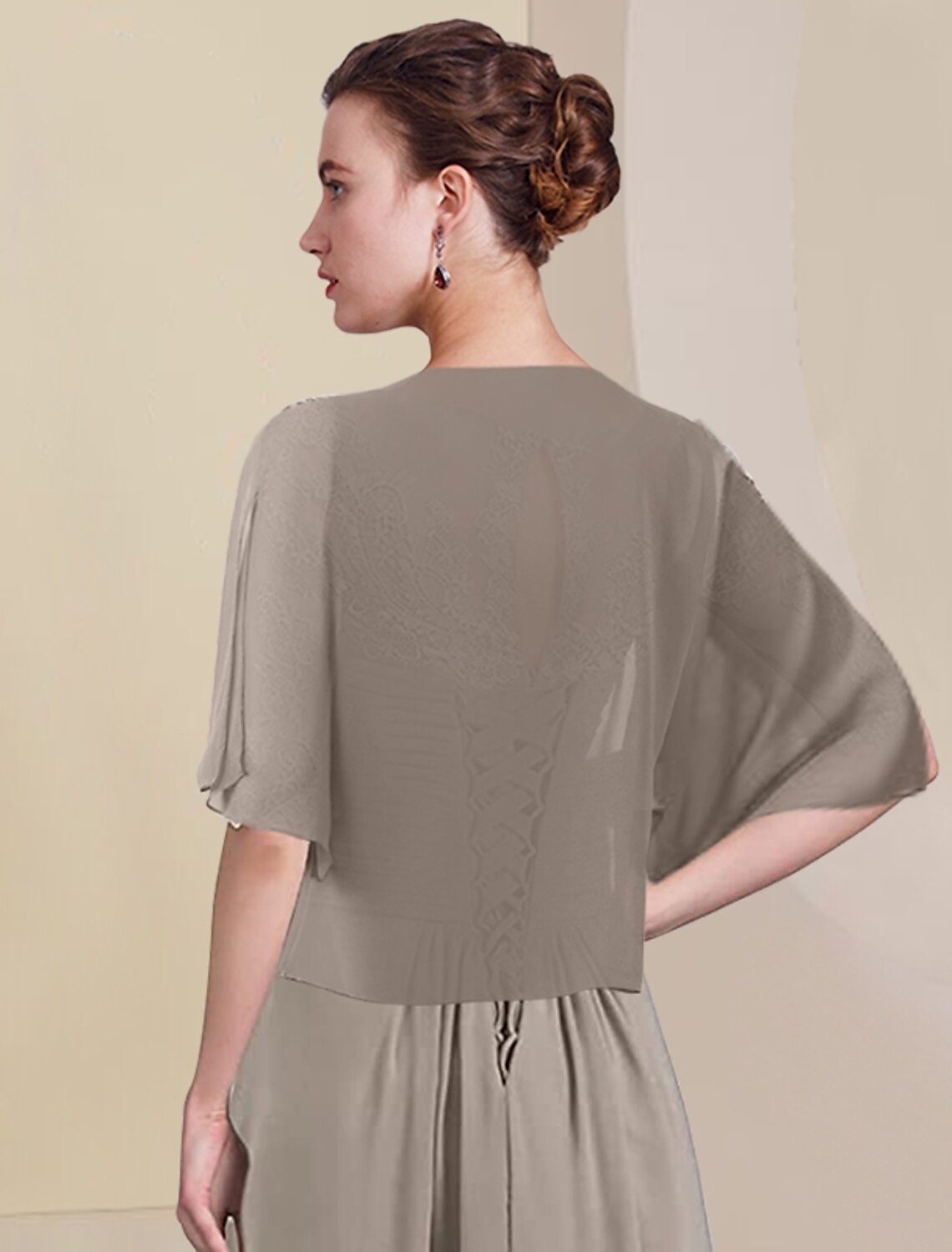 A-Line V-Neck Chiffon Wrap Tea-Length Wedding Dress - Chloe Dress