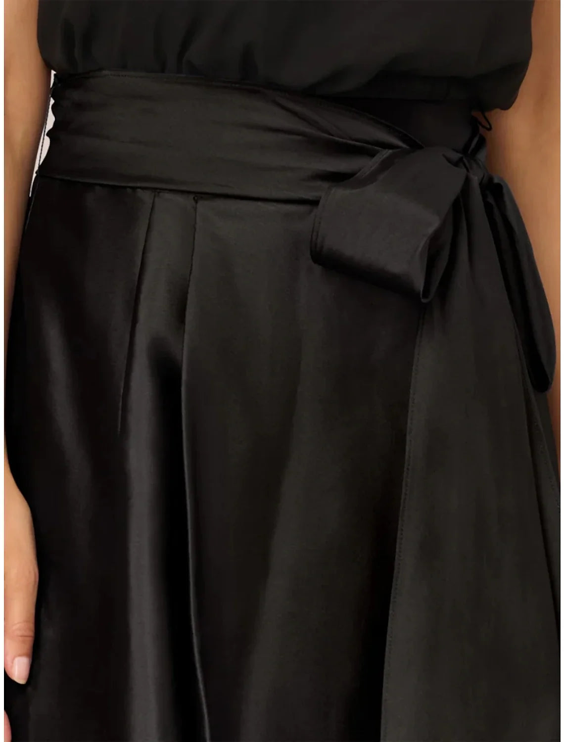 Black A-Line Satin Sleeveless Pleated Wedding Dress - Chloe Dress