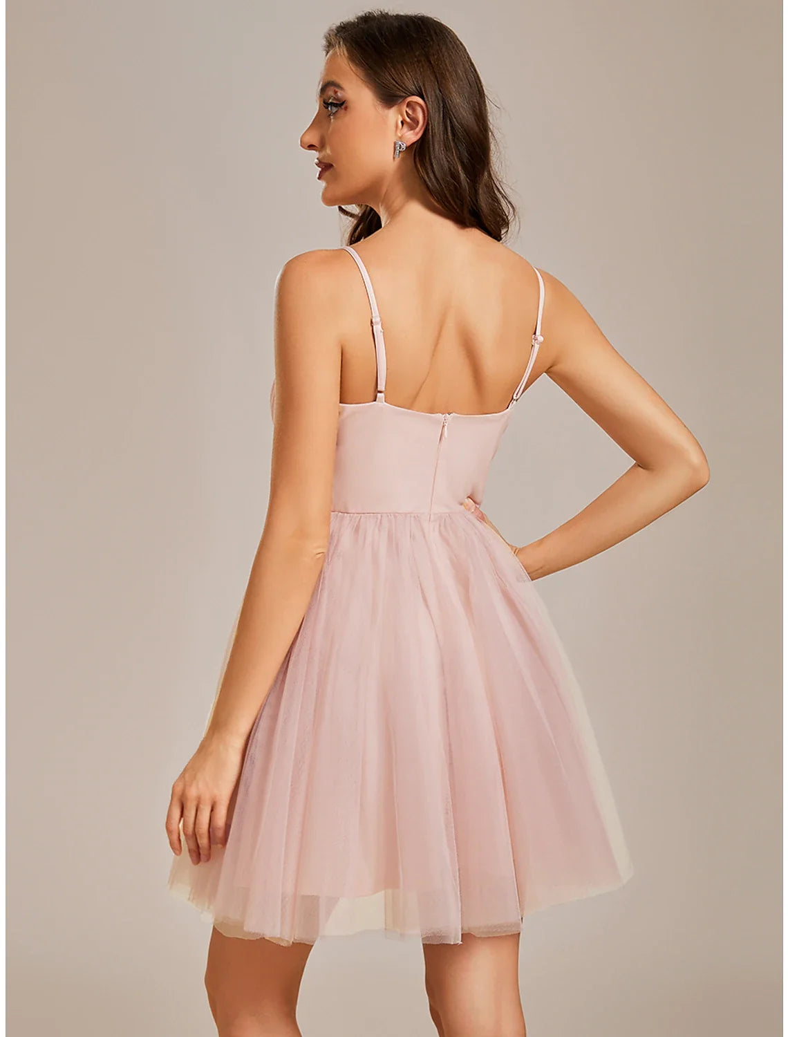 A-Line Spaghetti Strap Tulle Sleeveless Mini Cocktail Dress - Chloe Dress