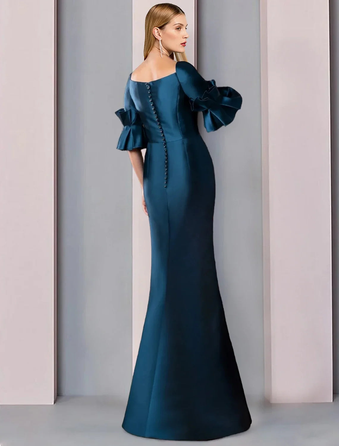 Sheath Square Neck Satin Floor-Length Wedding Dress - Chloe Dress