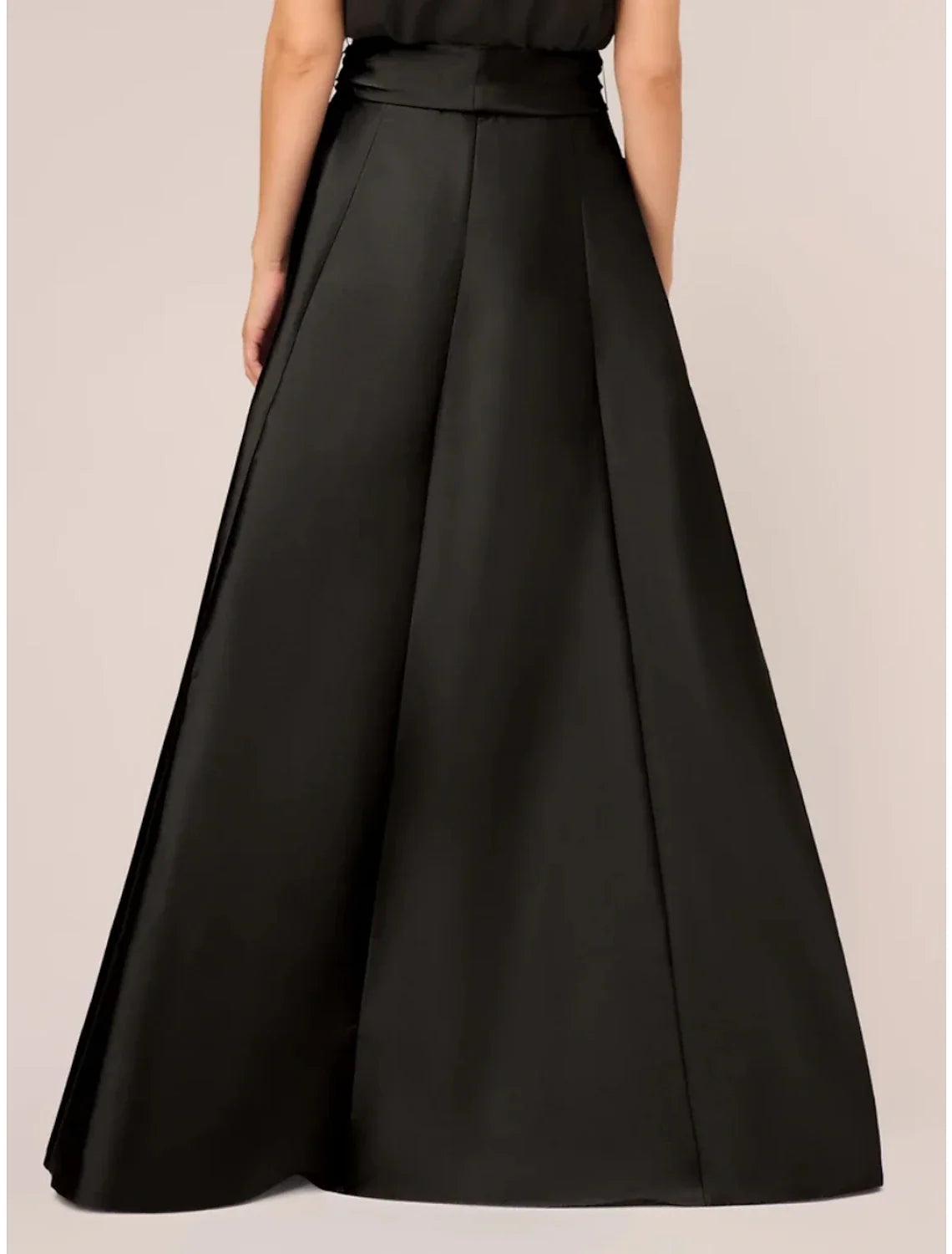 Black A-Line Satin Sleeveless Pleated Wedding Dress - Chloe Dress