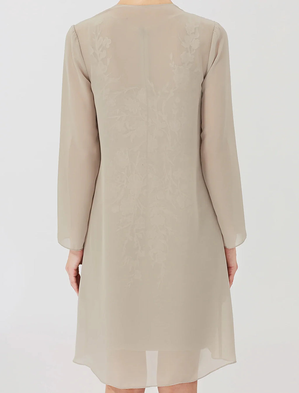 Sheath Illusion Chiffon Long Sleeve Applique Knee-Length Formal Dress - Chloe Dress