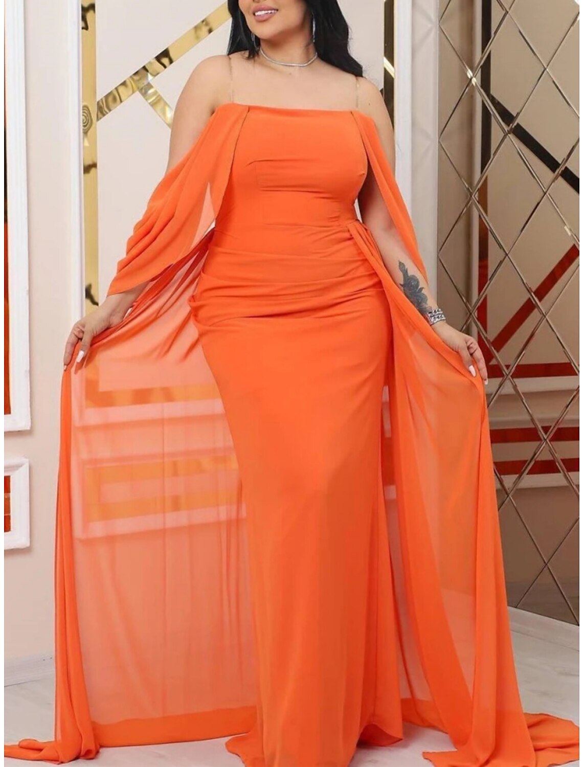 Sheath Strapless Chiffon Sleeveless Pleated Evening Gown - Chloe Dress