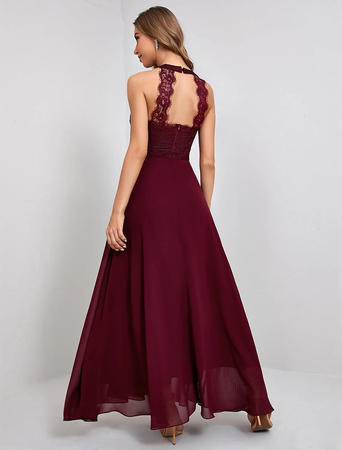 A-Line Lace Sleeveless Ankle-Length Evening Dress - Chloe Dress
