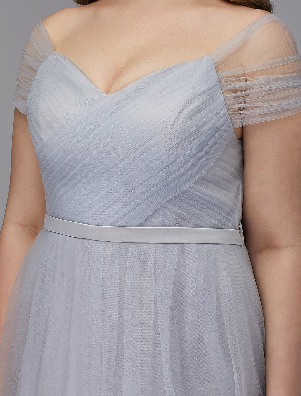 A-Line Off-Shoulder Tulle Short Sleeve Mini Wedding Dress - Chloe Dress