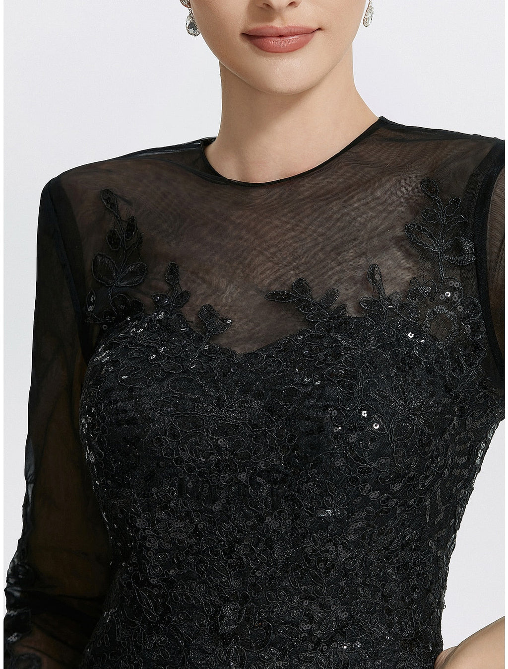 Mermaid Lace Long Sleeve Applique Floor-Length Evening Gown - Chloe Dress