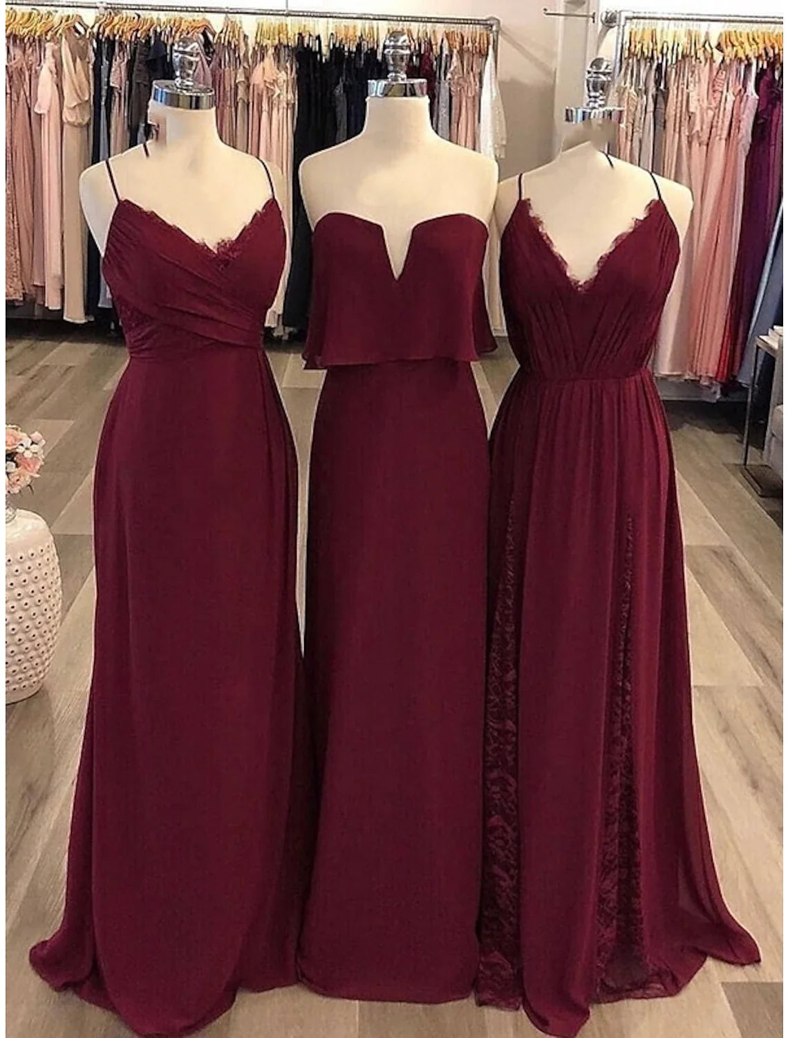 Sheath Strapless Chiffon Sleeveless Floor-Length Wedding Dress - Chloe Dress
