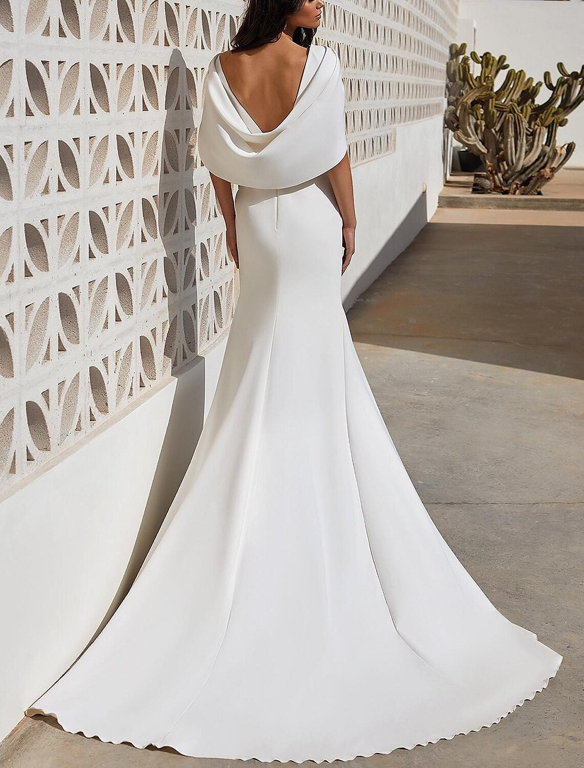 A-Line V-Neck Short Sleeve Train Mini Wedding Gown - Chloe Dress