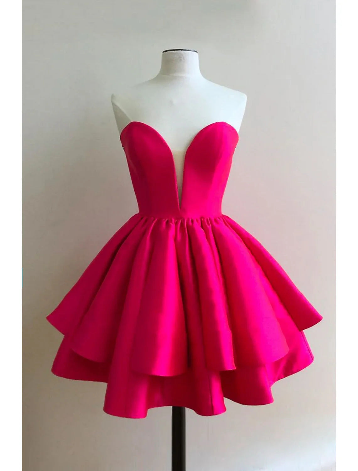 Pink A-Line Sweetheart Satin Sleeveless Backless Ruffled Mini Cocktail Dress - Chloe Dress