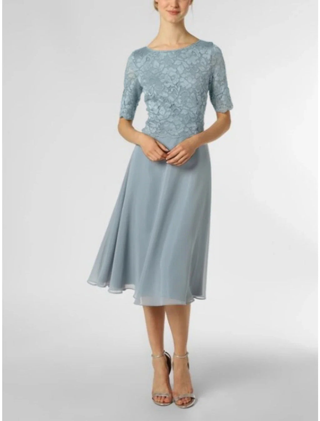 A-Line Chiffon Pleated Knee-Length Wedding Dress - Chloe Dress