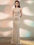 Mermaid Halter Sequin Sleeveless Floor-Length Prom Dress - Chloe Dress